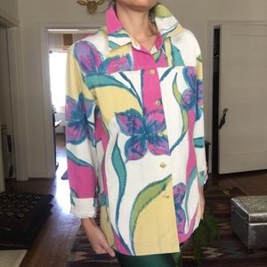 Funky granny printed denim top